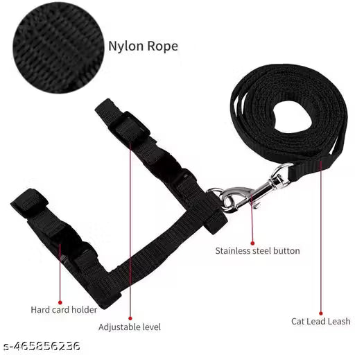DOSAN 1SET Soft Material Cat Harness And Leash Set For Rabbit And Cats Nylon Adjustable (1 set)
