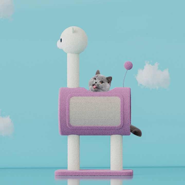 NNEDSZ Yellow Chicken-Theme Cat Tree with Tunnel - Multi-Functional Cat Scratching Post and Playhouse