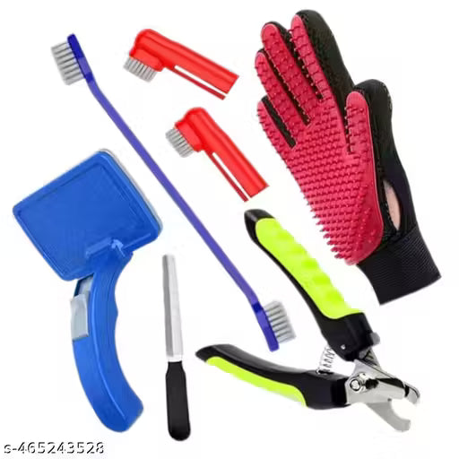 PET FUN - Dog Hair Remover Comb, Flea Comb, Shampoo Brush, Nail Clippers (MULTICOLOR)