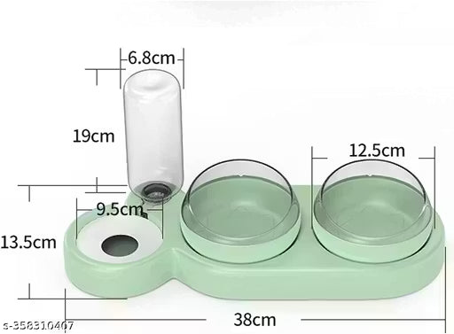 3 in 1 Dog Cat Bowls Set - 15° Tilted Raised Pet Feeder with Automatic Water Dispenser for Small Medium Dogs Cats