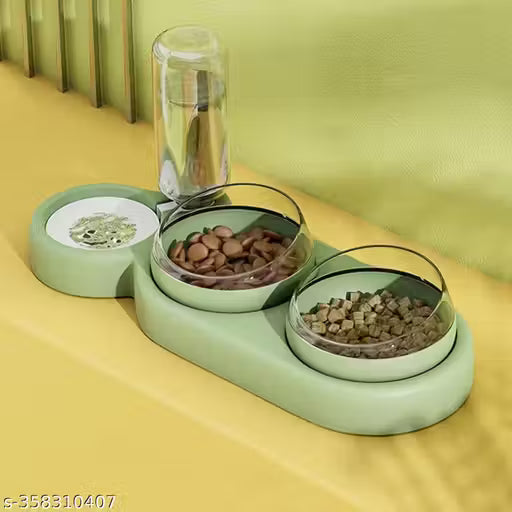 3 in 1 Dog Cat Bowls Set - 15° Tilted Raised Pet Feeder with Automatic Water Dispenser for Small Medium Dogs Cats